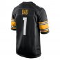 Men's Number 1 Dad Black Pittsburgh Steelers Game Jersey