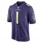 Men's Number 1 Dad Purple Baltimore Ravens Game Jersey