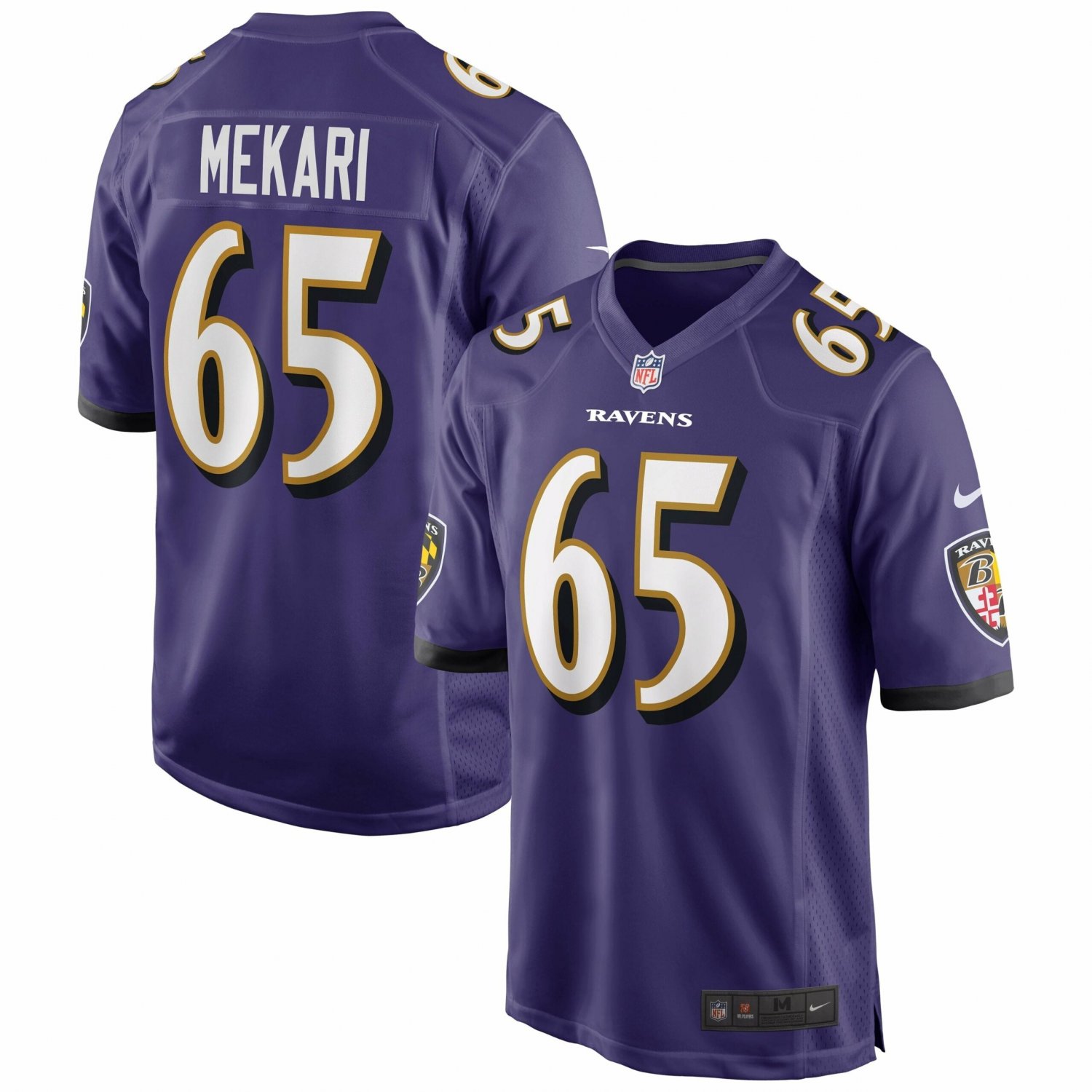 Men's Patrick Mekari Purple Baltimore Ravens Game Player Jersey