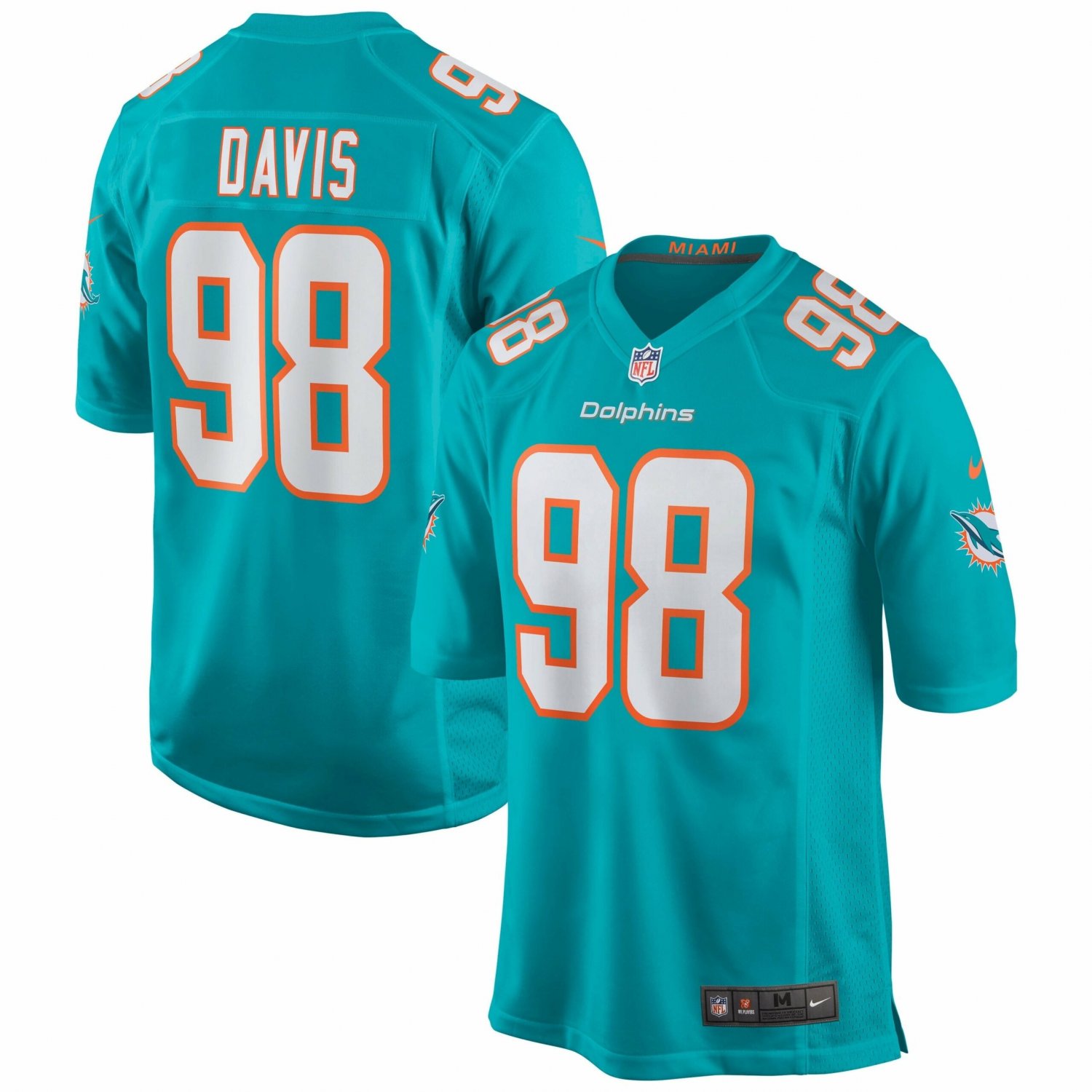 Men's Raekwon Davis Aqua Miami Dolphins Game Jersey