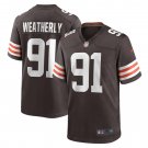 Men's Stephen Weatherly Brown Cleveland Browns Game Player Jersey