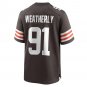 Men's Stephen Weatherly Brown Cleveland Browns Game Player Jersey