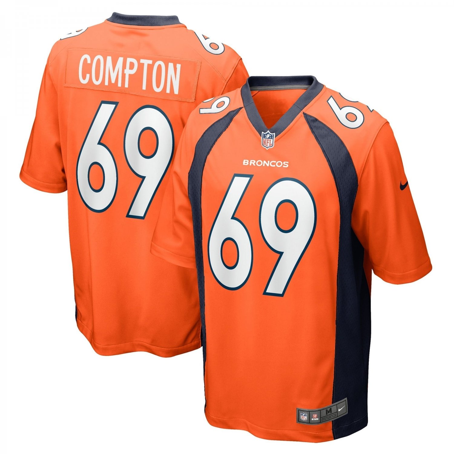 Men's Tom Compton Orange Denver Broncos Game Player Jersey