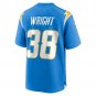 Milton Wright Los Angeles Chargers Game Jersey - Powder Blue