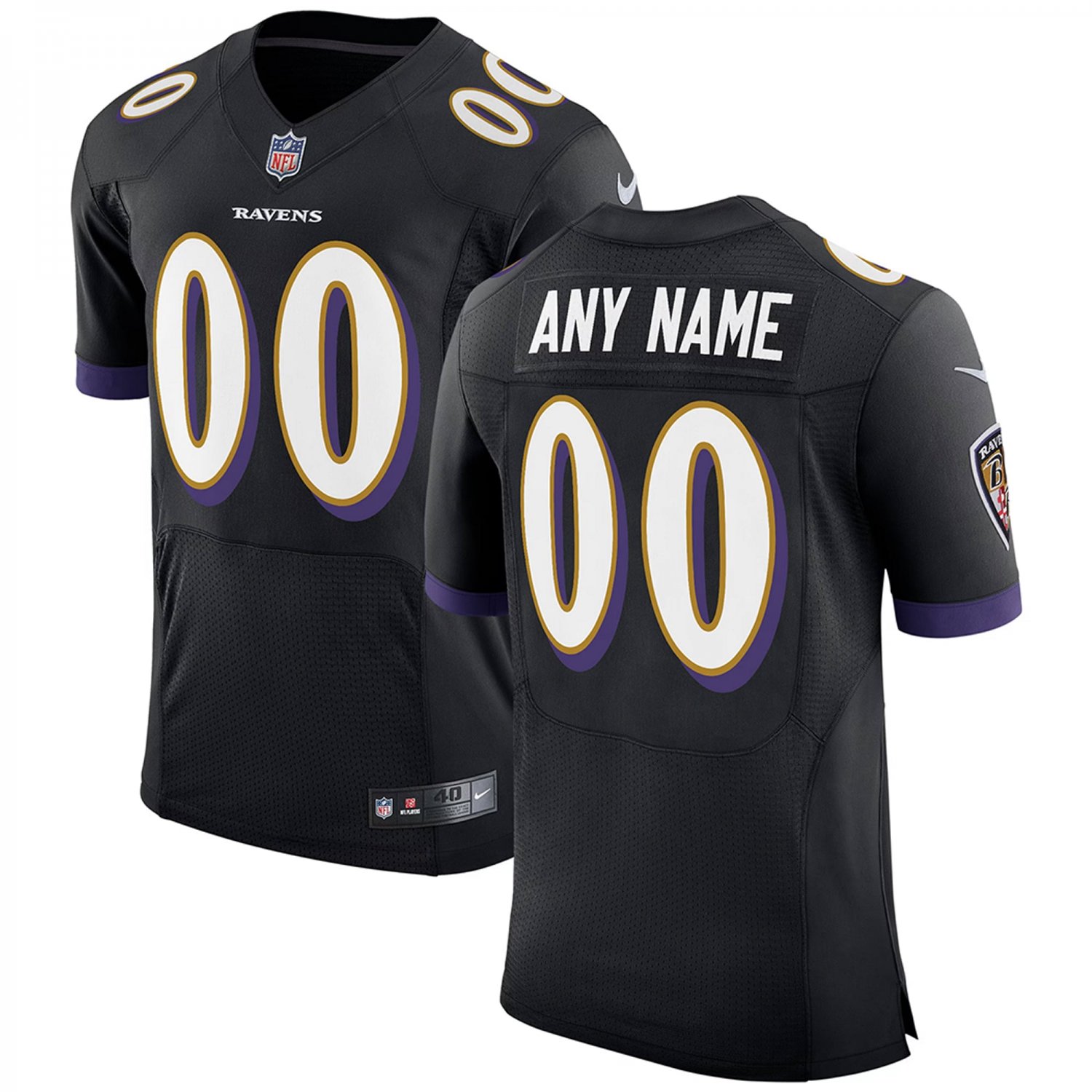 Baltimore Ravens Speed Machine Elite Custom Jersey - Black