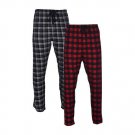 Hanes Ultimate Mens Big Tall Red Black Cotton Flannel Pajama Long Pants 2 Pk