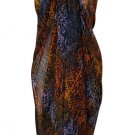 Blue Orange Animal Print Sarong Pareo Big Scarf Swimsuit Beach Wrap Cover 64"