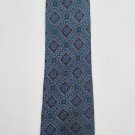 Zinetti Italian 100% Silk Blue Red Gray Diamond Print Men's Long Neck Tie