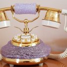 Vintage Collectible Tang Retro BL206 Lavender Gold Touch Dial Table Telephone