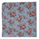 Egara Blue & Red Floral Print 100% Cotton 13" Pocket Square Handkerchief