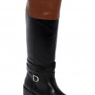 St Johns Bay Womens Black Cognac Douglas Knee High Block Heel Wide Riding Boots