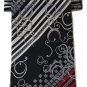 Avanti Uomo Polyester Black Red White Stripe Swirl Men's Tie & Pocket Square Set