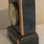 ANTIQUE Clock British United Mantle SLATE Inlaid MARBLE CASE PORCELAIN DIAL KEY