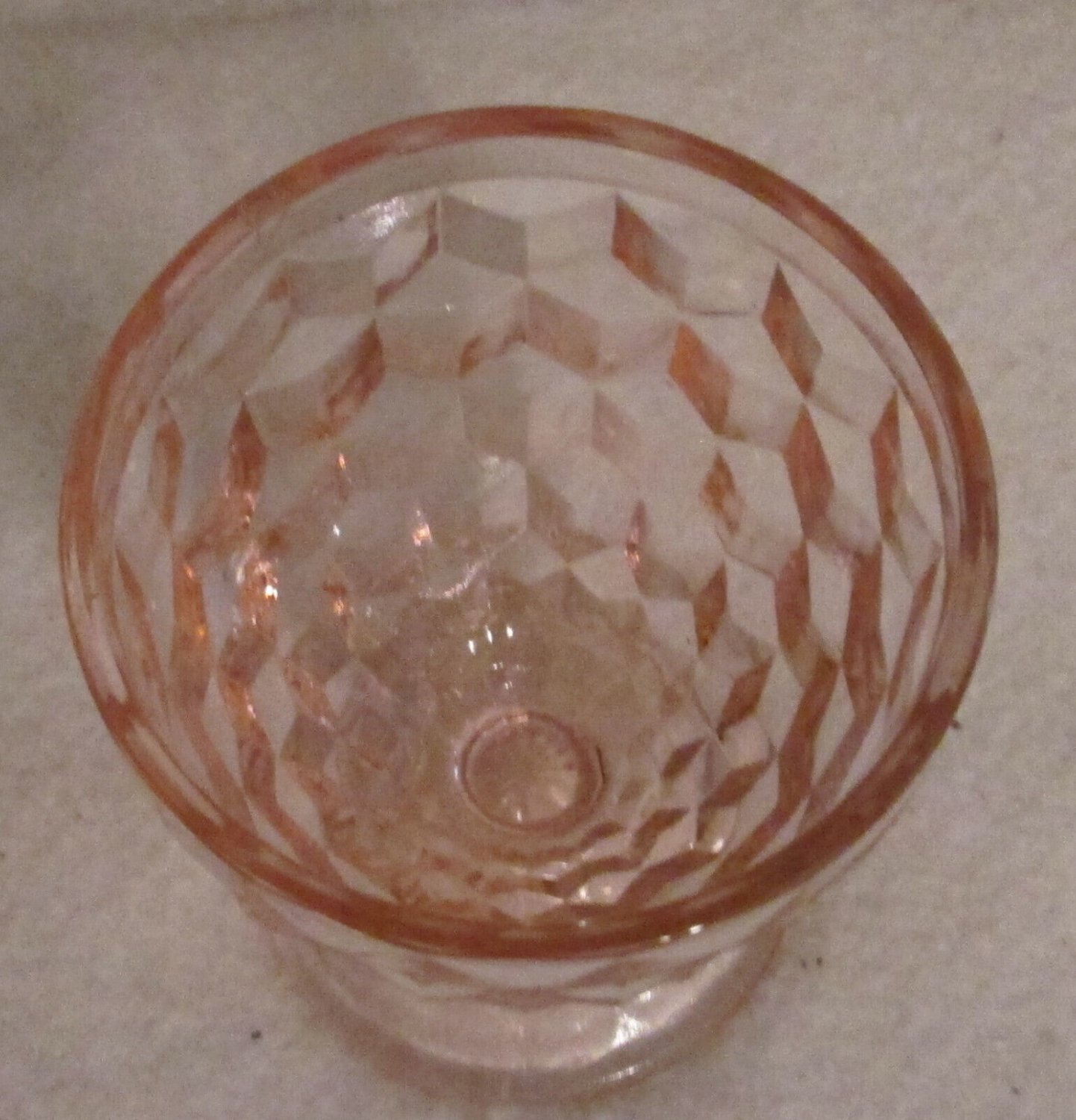 Jeannette Glass CUBE "Cubist" Pink Footed Candy Dish with Cover/Lid