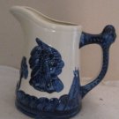 Sleepy Eye Pitcher Creamer Indian Teepee Stoneware Cobalt Blue WITH White Glaze Sleepy Eye Pitcher Creamer Indian Teepee Stoneware Cobalt Blue WITH White Glaze