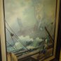 OIL ON CANVAS SEA CAPTAIN BY KENNETH SUESS Coastal Painting  Framed