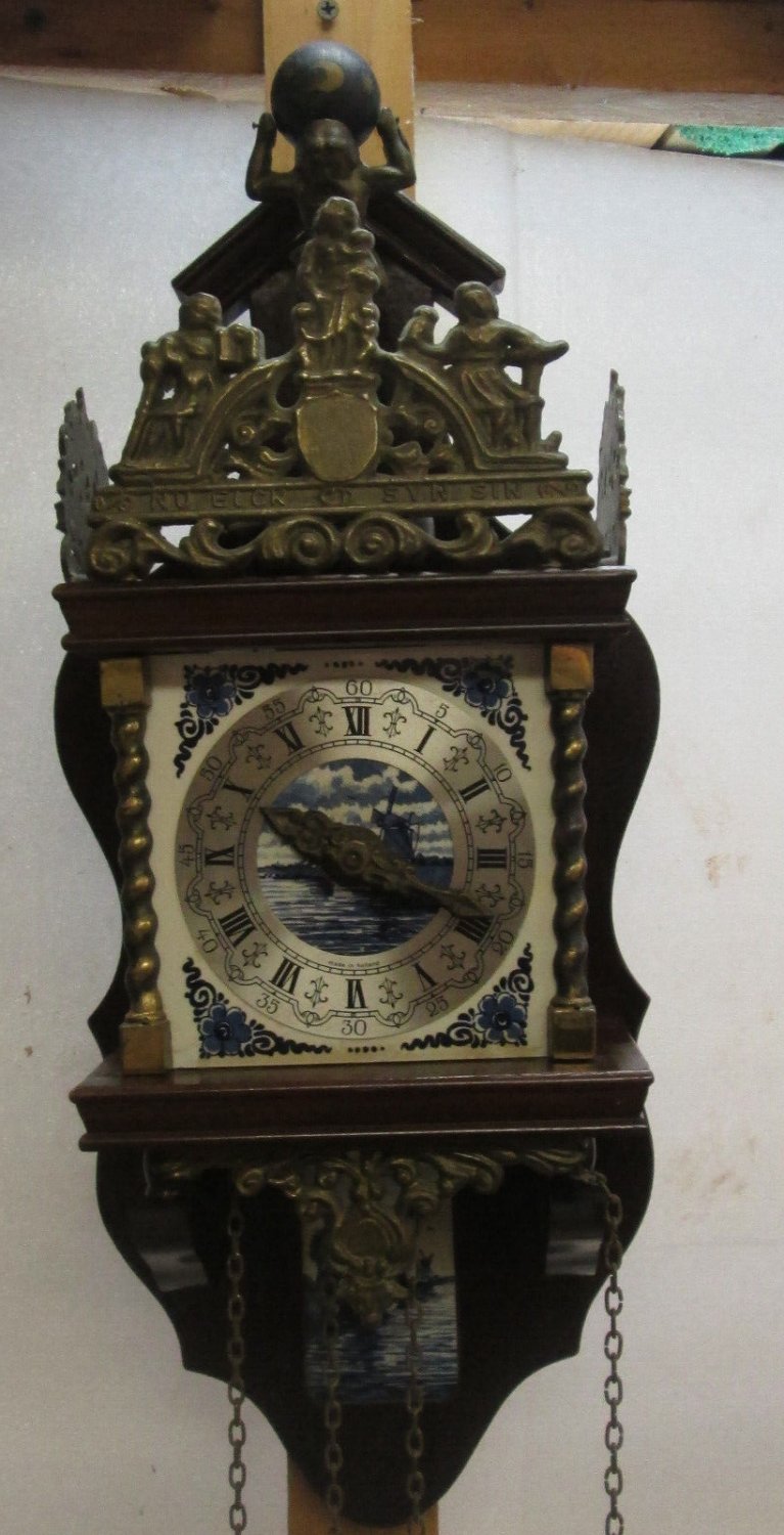 Vintage Franz Hermle Clock HOLLAND made with German parts wood & Brass