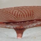 Anchor Hocking Prismatic Pink Depression Glass Footed Dish Swirl 1941
