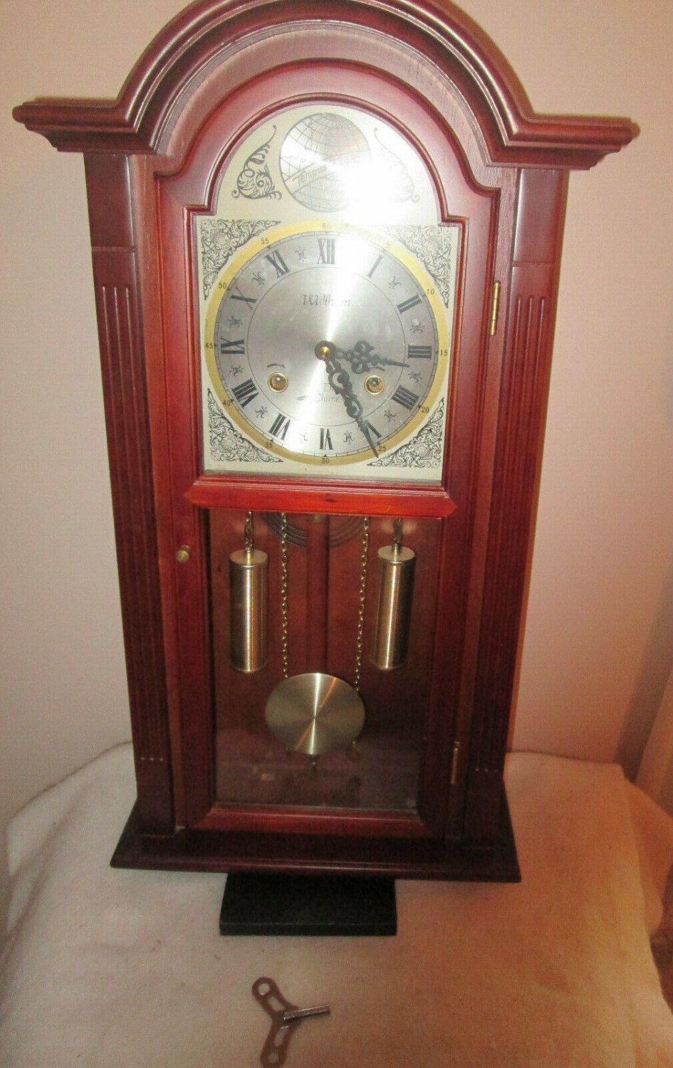 Beautiful  Waltham Tempus Fugit 31 Day Chiming Wall Clock With Key