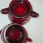 Antique 1930-42 FENTON GLASS RUBY RED GEORGIAN HONEYCOMB FOOTED CREAM & SUGAR