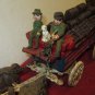 Vintage Cast Iron Clydesdale Metal Horse Drawn Beer Wagon Two Drivers & Dog +