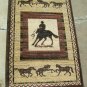 22" X 30" DYNASTY COLLECTION BROWN RUG WESTERN HORSES RIDERS RUNNER MADE TURKEY