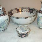 Vintage 4 Piece TOYO Peacock Bird Floral Porcelain Accent porcelain Dishes