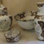 Vintage 4 Piece TOYO Peacock Bird Floral Porcelain Accent porcelain Dishes