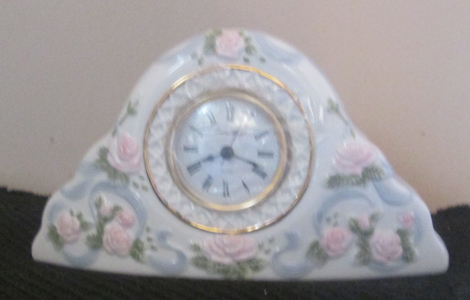 Princess House Rose Garland Quartz Clock NIB