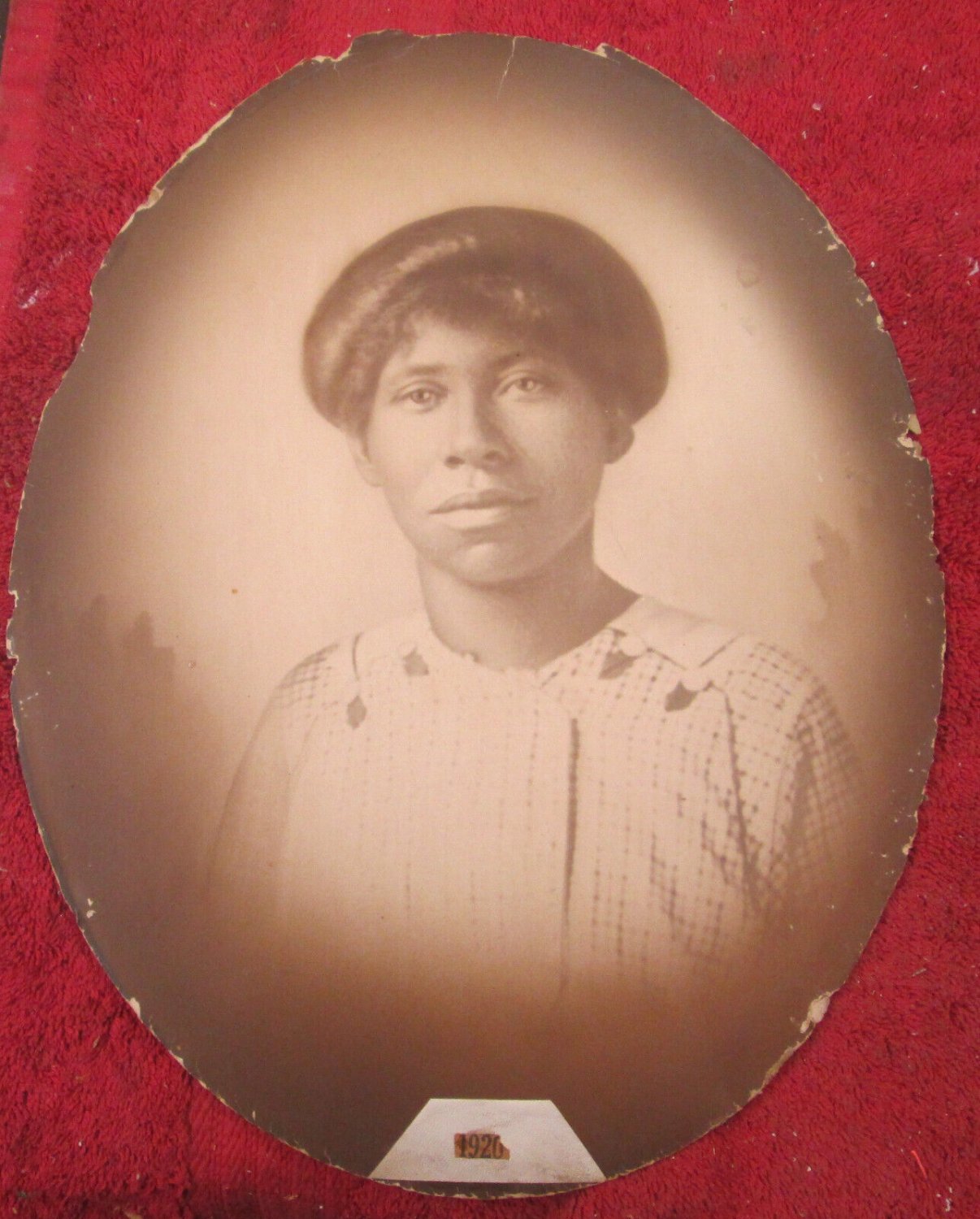 African American LADY oval portrait vintage 1920
