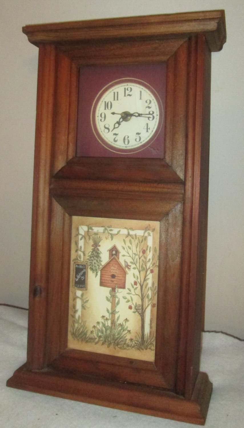 Vintage Kitchen Wall Clock Quartz Westclox Wood Bird House Picture