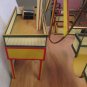 Vintage Wood Structured Ferris Wheel with four padded cars, hand crank