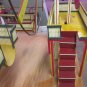 Vintage Wood Structured Ferris Wheel with four padded cars, hand crank