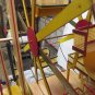 Vintage Wood Structured Ferris Wheel with four padded cars, hand crank