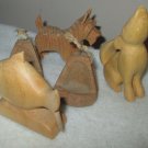 5 WOOD HAND CARVED ANIMAL SCULPTURES FIGURES