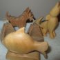 5 WOOD HAND CARVED ANIMAL SCULPTURES FIGURES