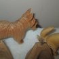 5 WOOD HAND CARVED ANIMAL SCULPTURES FIGURES