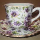 Baum Brothers Formalities Chintz Purple Pansy Teacup & Saucer Set