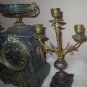 ANTIQUE French Marble Clock with PAIR CANDLELABRA'S FRERIS