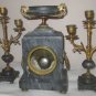 ANTIQUE French Marble Clock with PAIR CANDLELABRA'S FRERIS