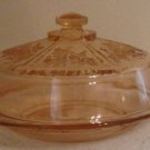 Vintage Pink Federal Cabbage Rose Butter/Cheese Dish With Lid