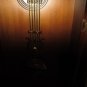 Vintage 70's 37" Pendulum Clock Chime Wood Tiffany Style Stained Glass Front Key