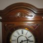 Vintage 70's 37" Pendulum Clock Chime Wood Tiffany Style Stained Glass Front Key