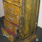 Boat shaped Wicker woven Jewelry or Trinket Box Cabinet 4 Drawers Working Clock