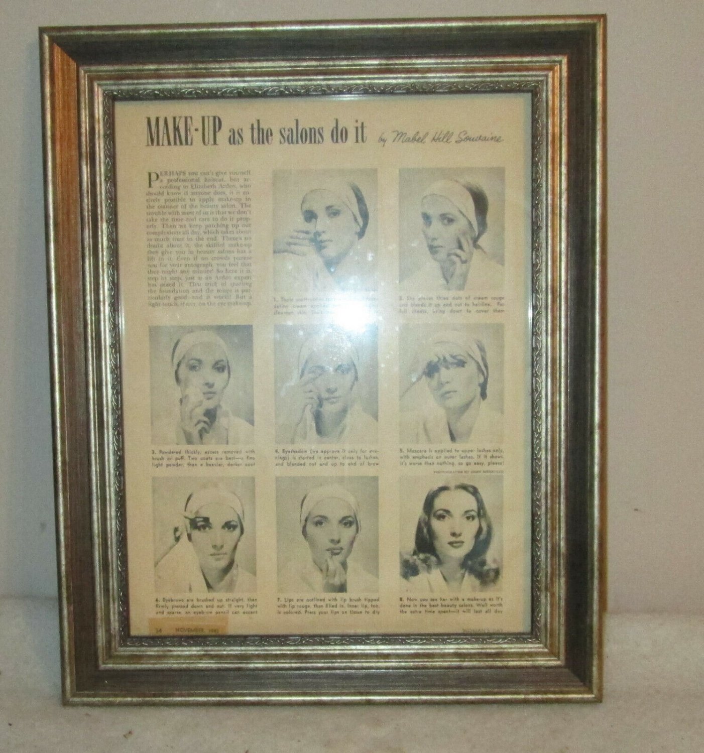 Woman's Day Magazine November 1942 one Page framed "Make-up as the Salons do it"