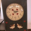 QUARTZ WALL MANTLE CLOCK HEARTS DUCKS GEESE WOOD FRAME