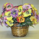 Artificial Woven Basket with Handle Planter Faux Indoor House Plant