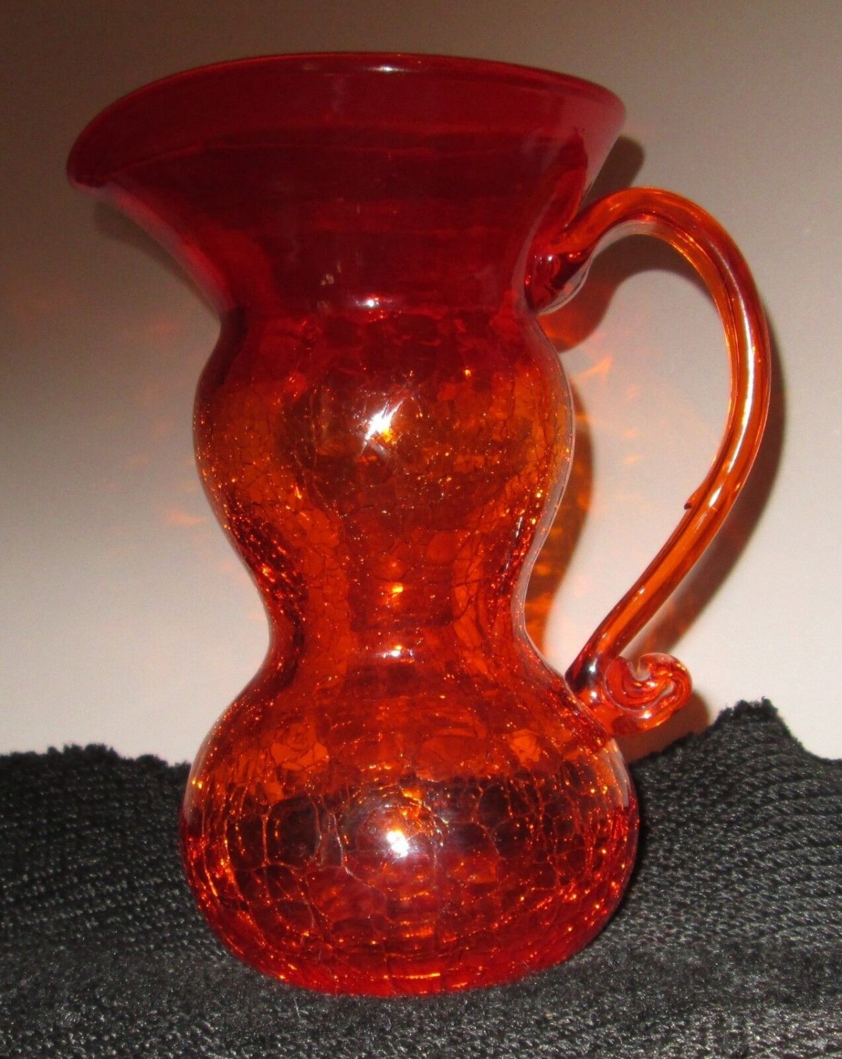 CRACKLE GLASS PITCHER RED/ORANGE  CENTERPIECE