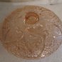 Vintage Cut Glass Candy Dish Pink with Lid Heart and Fleur-De-Lis Pattern KIG