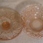 Vintage Cut Glass Candy Dish Pink with Lid Heart and Fleur-De-Lis Pattern KIG